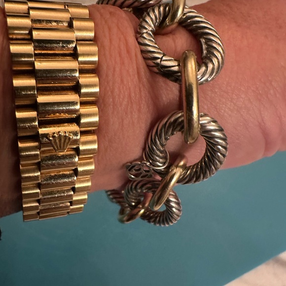 David Yurman Silver and Gold Twisted Link Bracelet - Picture 5 of 7